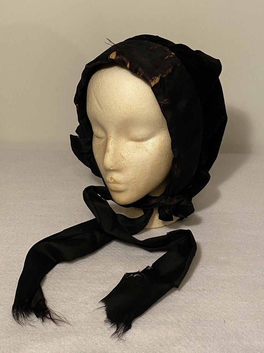 Antique 1800's Victorian Mourning Bonnet Hat
