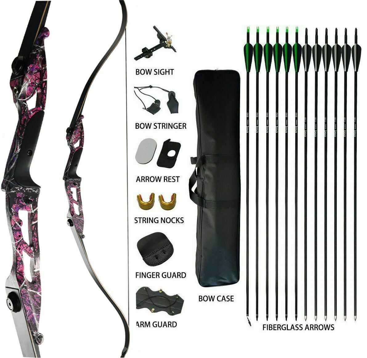 New 40lb Archery Takedown Recurve Bow Set Right Handed 12x Arrows Outdoor Huntin