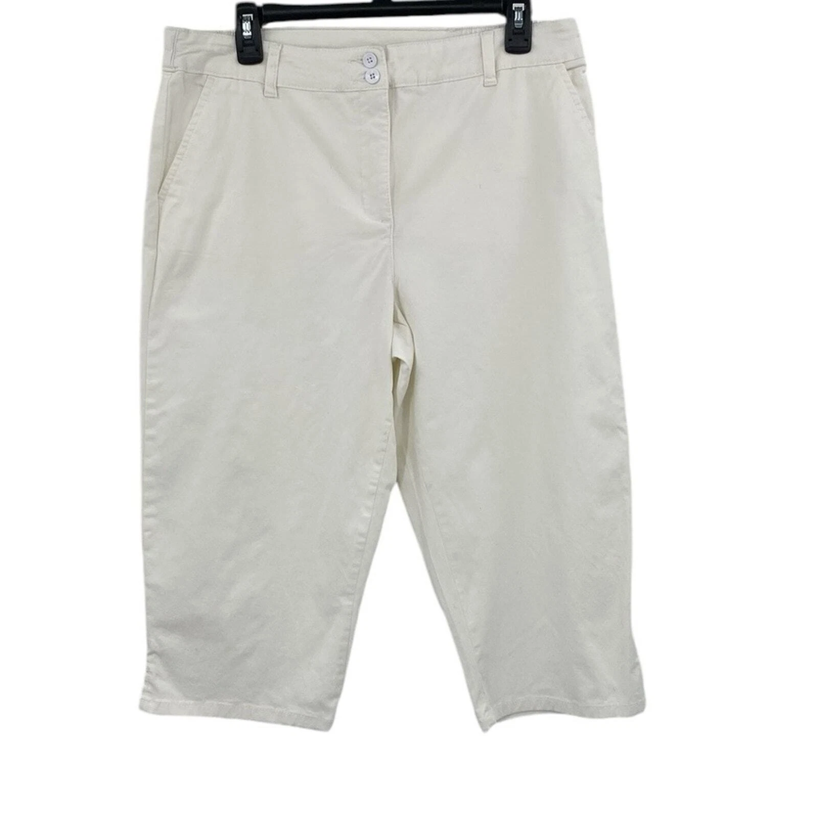 Karen Scott Womens White Comfort Waist Capri Pants Size 14P