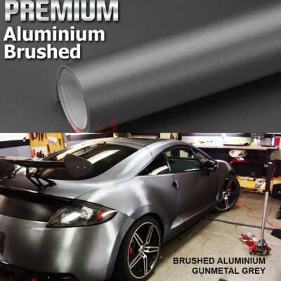 12''x 60'' Grey Car Brushed Aluminum Vinyl Wrap Sticker Decal Sheet Bubble Free