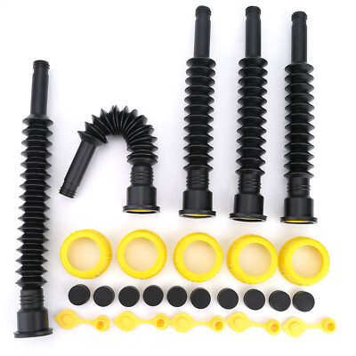 Universal Gas Can Spout Replacement Kit - Leakproof Nozzle With Vent Caps & Drill Bit For Older Cans