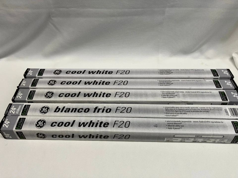 Set of 5 GE Cool White F20 Fluorescent Bulbs 24 inch NOB F20T12 - Image 3 of 4