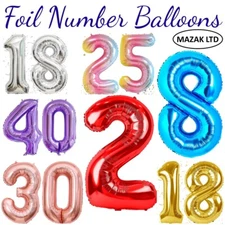 Number Balloons 32" 40" Foil Birthday Party Large Giant Helium Air Decoration