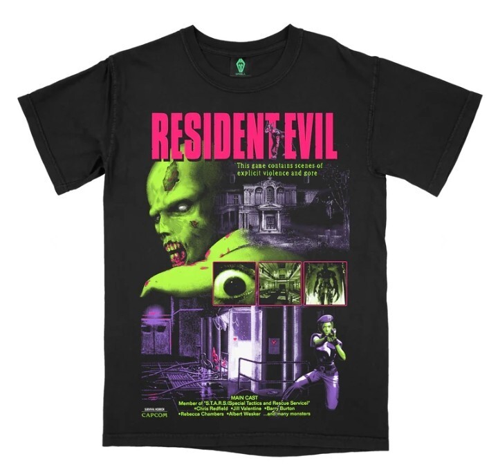 Maglietta Resident Evil 4 Graveyard Goods - Uomo Taglia XL, Nero, Stampa Horror Capcom