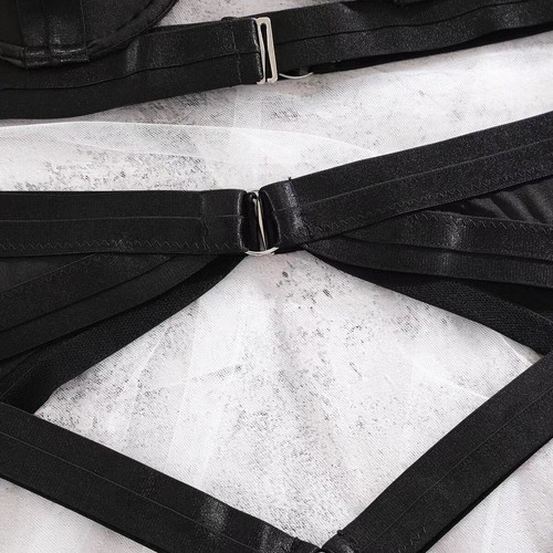 Sexy Mujeres Lencería Encaje Sujetador Transparente Tanga Conjunto Vendaje Trajes Ropa de dormir Negro - Imagen 15 de 35