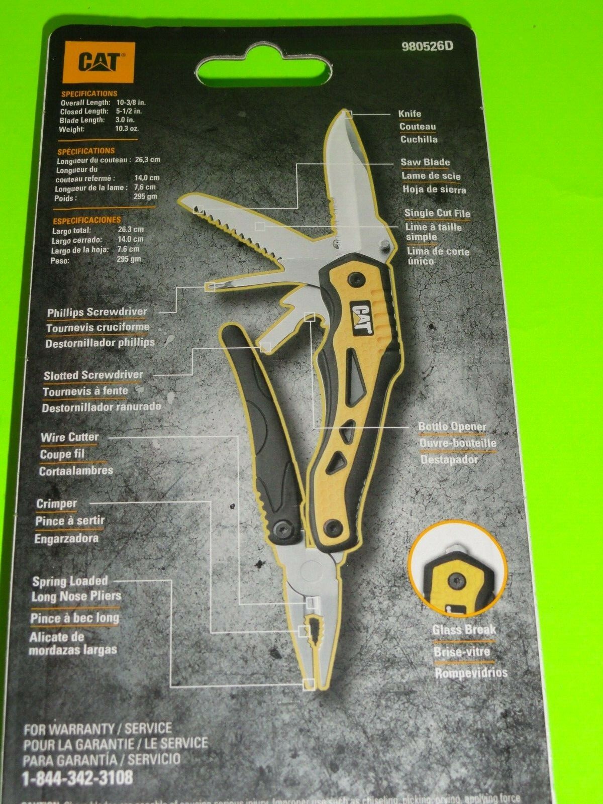 CAT 10-in-1 Heavy Duty Multi Tool Knife Wire Cutter Crimper Pliers Saw Blade +