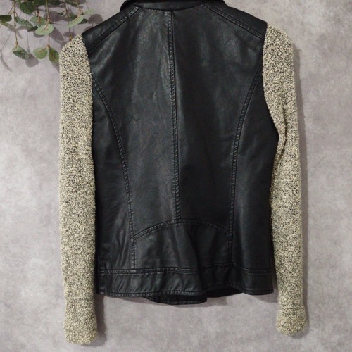Saks Fifth Avenue Jacket XS Faux Leather Moto Biker Motorcycle Zippers Y2K - Picture 4 of 7