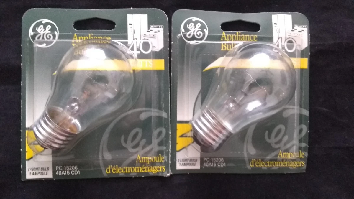 Two GE Appliance - A15 40W BULBS REFRIGERATOR OVEN MICROWAVE Fridge Light  Bulb . 43168909570