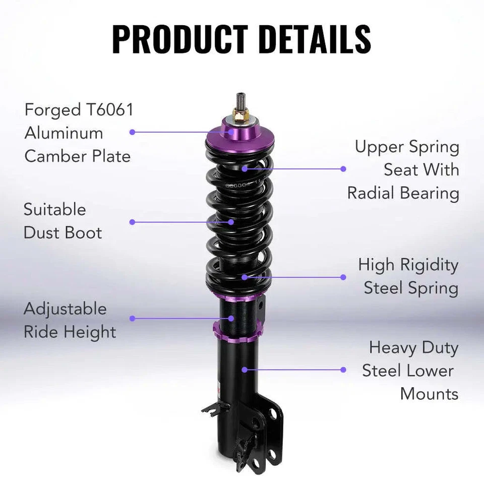 For 2009-2014 Honda Fit GE Coilovers Shocks Absorber Adjustable Height  - Imagem 3 de 4