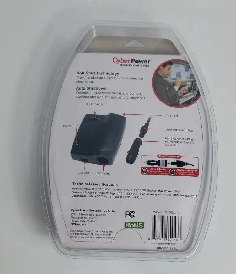 CyberPower DC to AC power inverter - 12 V - 160 Watt - CPS160SU-DC Sealed - Image 2 of 2