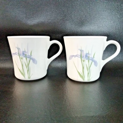 Set of 2 Vintage Corelle by Corning Shadow Iris Coffee Tea Cups Mugs 12oz.