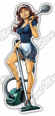 Beauty House Maid Housekeeper Vacuum Cleaner Car Bumper Vinyl Sticker Decal 3X7''