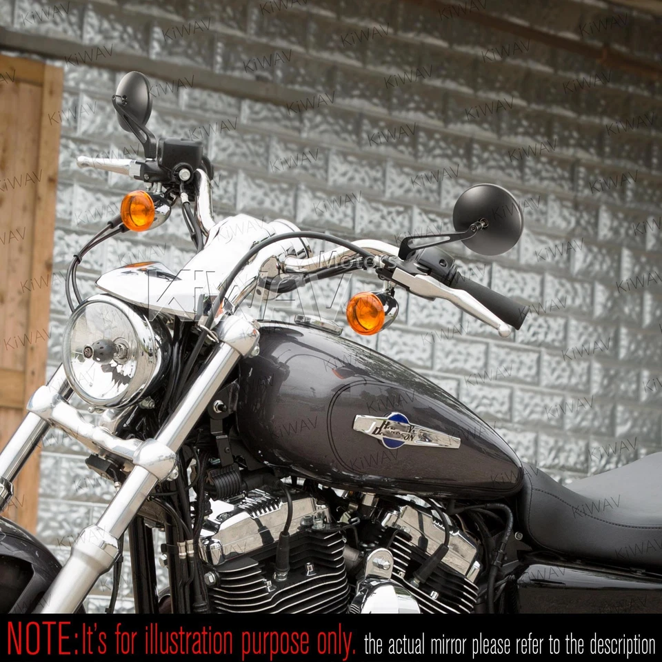 NEW! Eclipse round mirrors black w/ 5/16" adapters for Harley SOFTAIL FAT BOY LO - Image 3 of 4