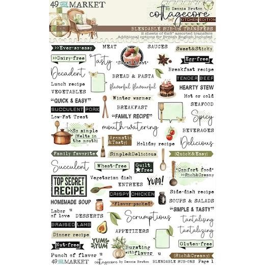 49 and Market Cottagecore 6""x8"" Rub-On Transfers Set - Kitchen Edition 2pcs