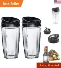 24 oz BPA-Free Blender Cups 2-Pack with Sip & Seal Lid for Active Living