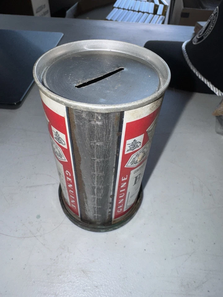 Budweiser 12oz Beer Can Bank 1968-72 Vintage Pull Tab Metal Anheuser Busch - Image 3 of 4
