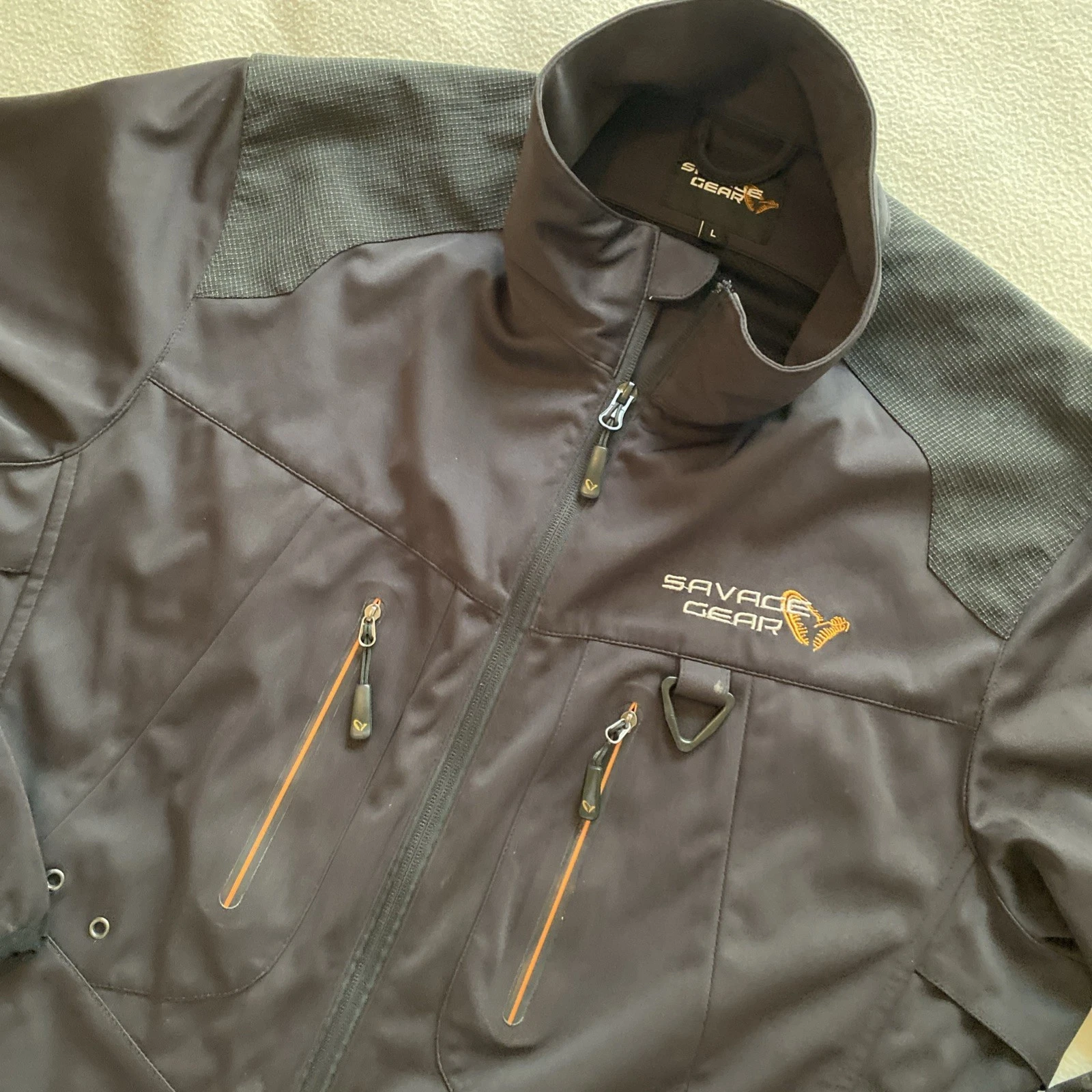Savage Gear Weather Resistant Jacket Large Black Tactical Fishing Vented