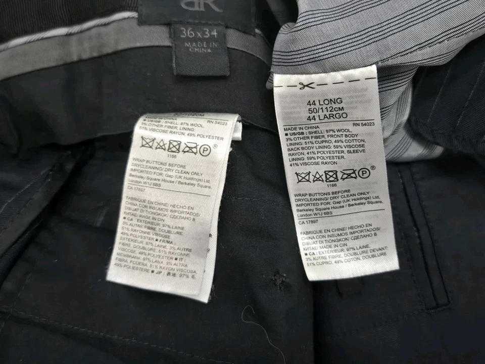 Banana Republic Monogram Italy Blue Pinstripe Guabello Wool Suit 44L, 36x31.5 - Image 3 of 4