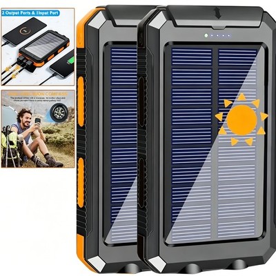 20000Mah USB Portable Charger Solar Power Bank, Dual 5V USB Port Output