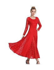 Elegant Lace Ballroom Dance Dress - Long Skirt, Modern Swing Dress, Competiti...