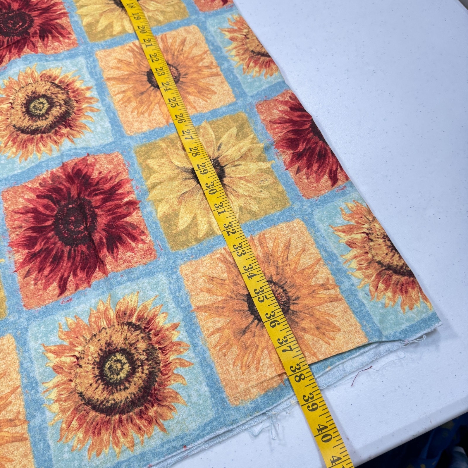 joann fabric yellow sunflower large flowers quilting cotton 40x39 1.11 yards