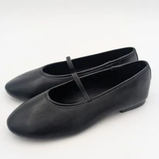 Wild Diva The Row Soft Leather Ballet Flat Elastic Strap Black Size US7 EU37.5