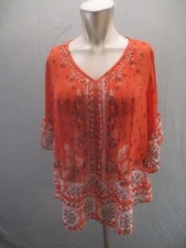 Style&Co Size XS Womens Multicolor Floral V Neck Ruffle Sleeve Beauty Tunic 202