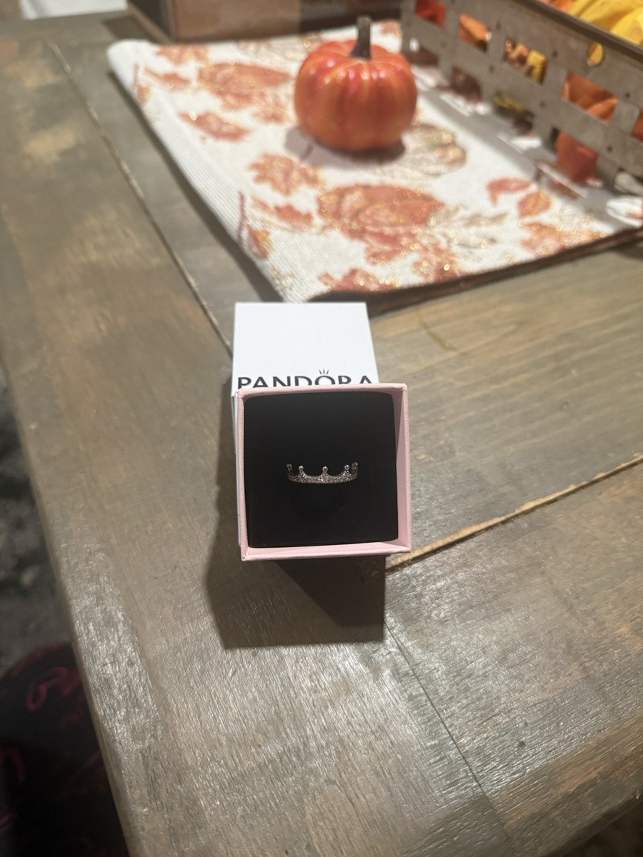 Pandora Clear Sparkling Crown Ring 197087CZ-50 Sterling Silver Size 7 W/ Box View 3