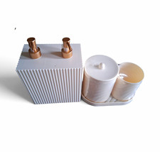 Modern Cream Matte Plastic 4pc Bathroom Set: Dispenser, Holder, Jar
