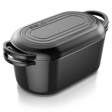 Enameled Dutch Oven - 3.5 Qt Cast Iron Pot with Lid Bread Pan for Sourdough