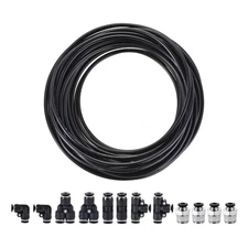 Tire 4mm OD PU Flexible Air Tubing Kit 10 Meters Black with 12pcs Black