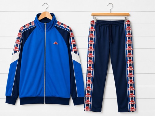 Vintage Kappa Tracksuit Full Set XL Blue Retro 90s Track Jacket Pants Banda Logo