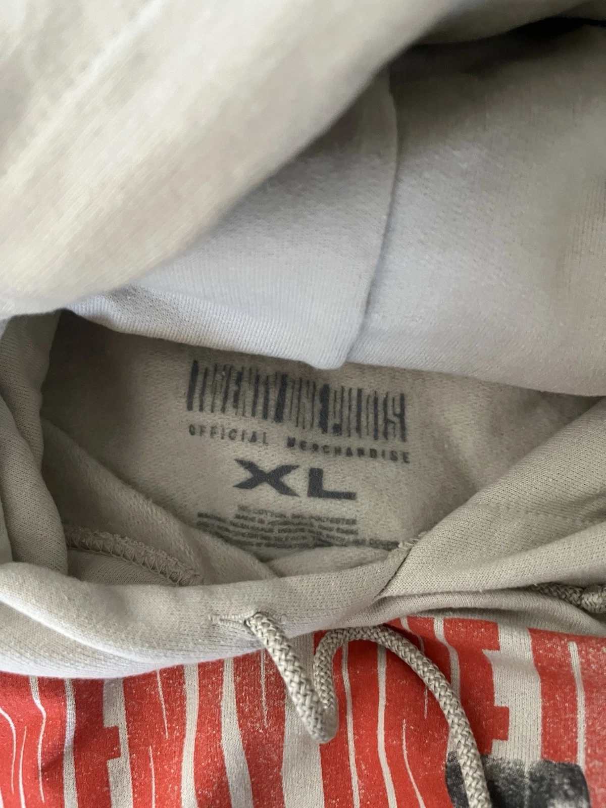 OFF WHITE Felpa con cappuccio Twenty One Pilots media concerto tour merch crema bianco sporco band grunge