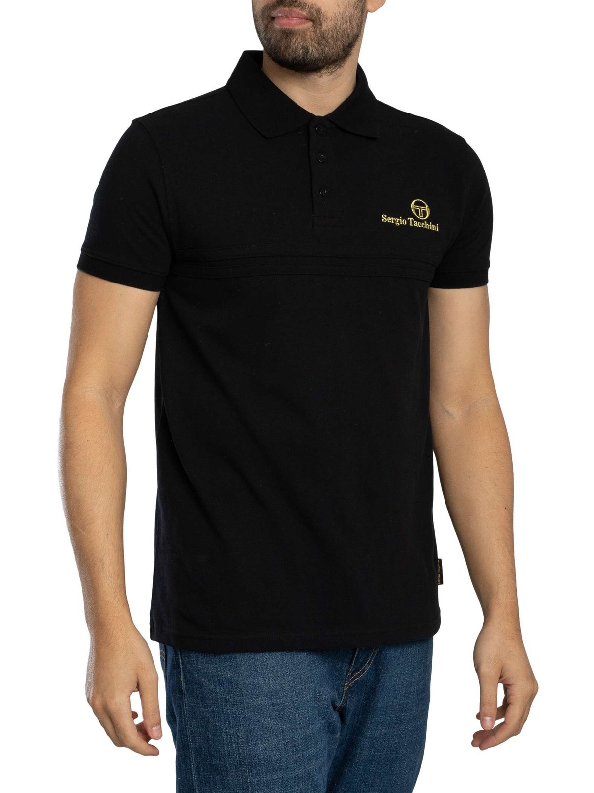Sergio Tacchini Supermac Primo Polo Shirt, Black/Gold - M