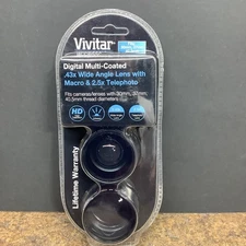 New Sealed Vivitar .43x Wide Angle Lens Macro 2.5x Telephoto