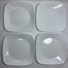 Corelle Cherish Embossed 9” Square Salad Plates White Set of 4