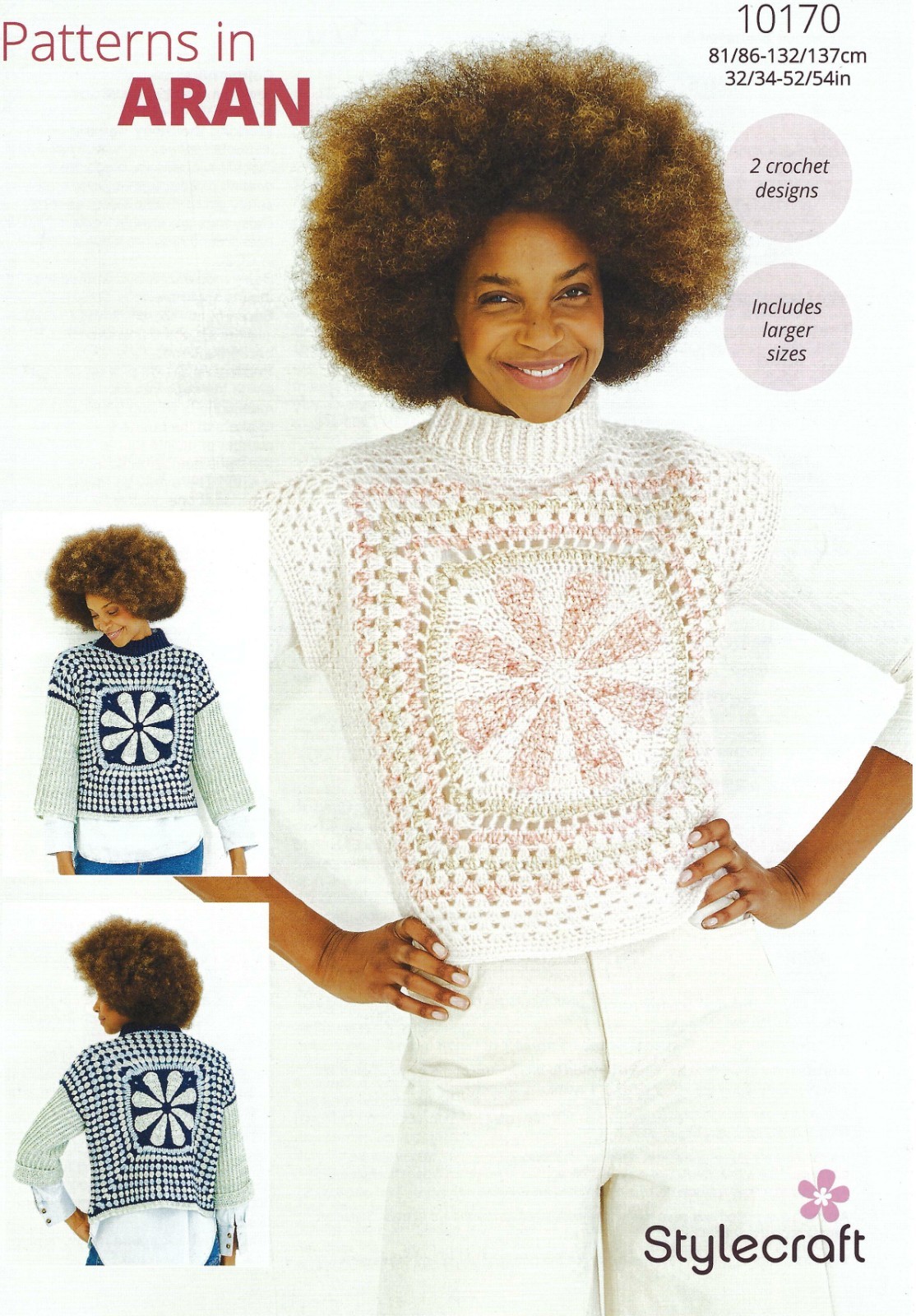 Stylecraft Aran Crochet Pattern - 10170 Ladies Sweater & Tank(3 Crochet Designs)