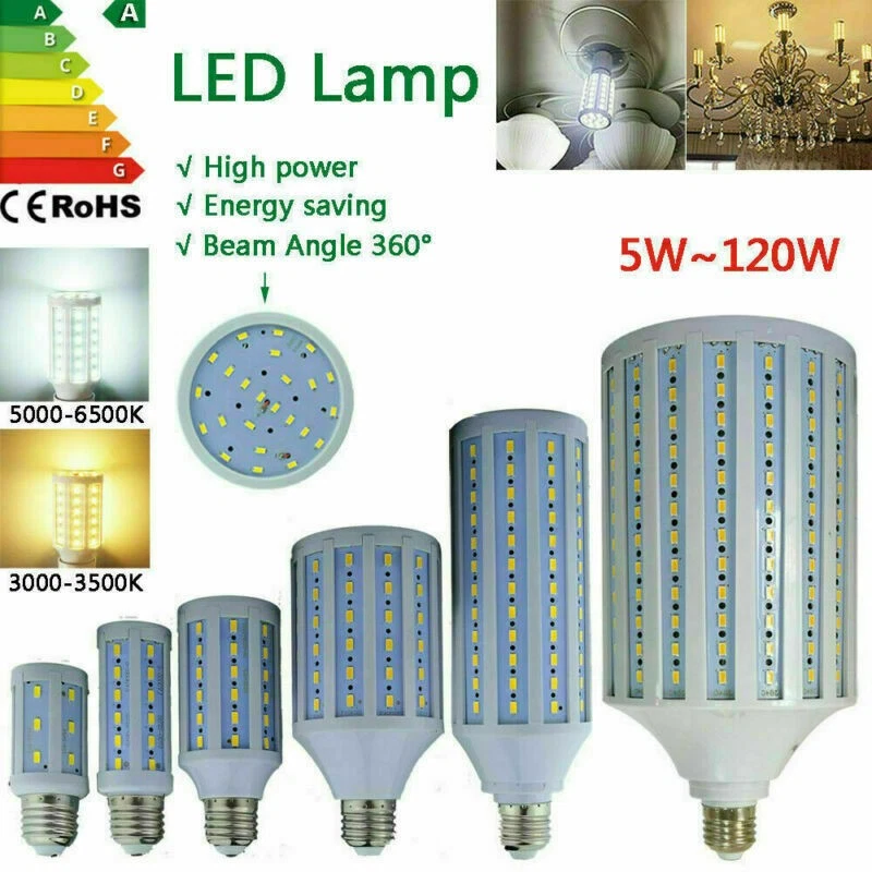 LED Corn Bulb E27 5W 10W 20W 30W 60W 120W 2835 SMD COB Chip Light 220V 110V Lamp - Image 3 of 4