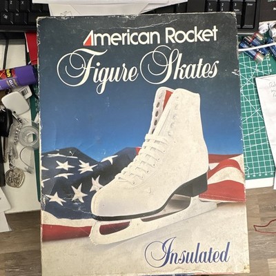 American Rocket 522 White Ladies Figure Skates Size 9 Insulated Lace-Up Stiff