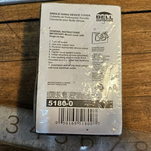 BELL 5180-0 Outlet Cover Gray 3½" Weatherproof Exterior Zinc 2-Hole Outlet 3pcs - Picture 3 of 4