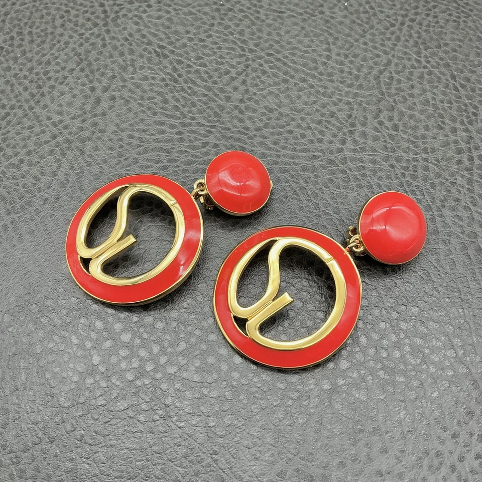 Pendientes de clip vintage de ST. JOHN firmados círculo declaración joyería de diseñador Foto 2 de 4