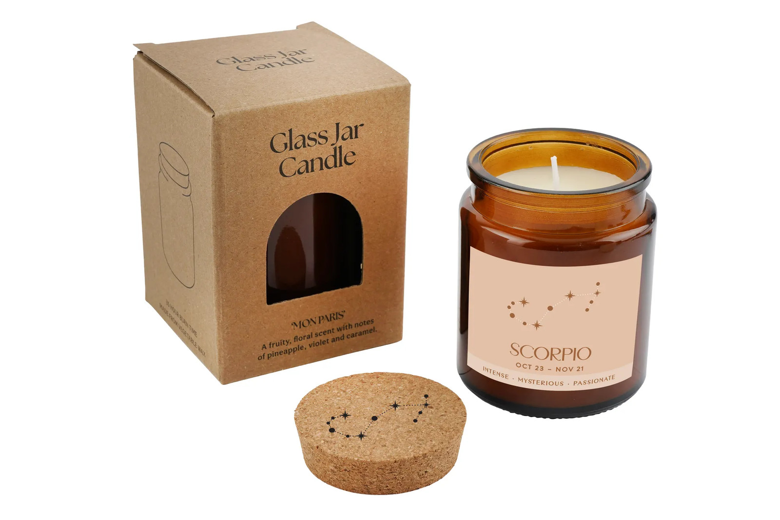 Brown Jar Candle ""Scorpio"" Scented Zodiac Gift For Her/Him