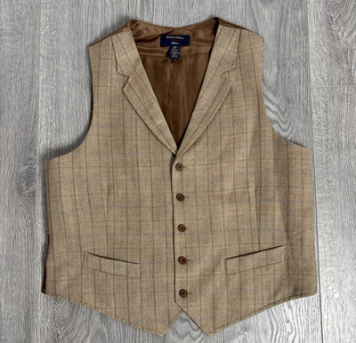 brooks brothers Madison Weste Wolle Leinen Mischung Herren Größe 44R