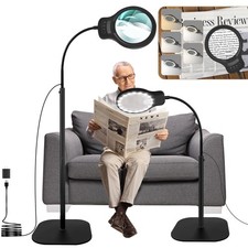 10X 30X Magnifying Glass with Light and Stand, 5" Large Floor Magnifier for C...