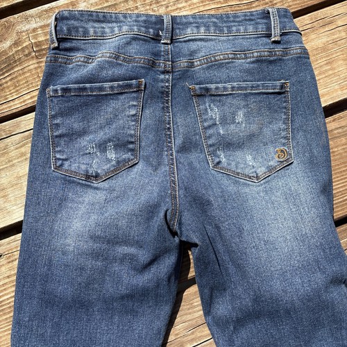 Indigo Rein Jeans Übergröße 7 Distressed Stretch Mid Rise Skinny Crop - Bild 8 von 8