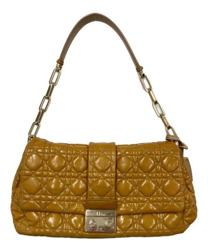 Christian Dior Cannage Shoulder Bag Yellow Ladies Used From Japan