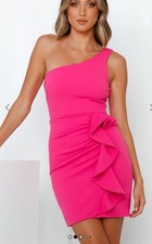 NWT Hello Molly Backstage Passes One Shoulder Mini Dress in Hot Pink. Size 2 $75