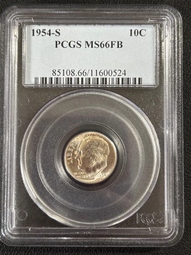 1954-S Roosevelt Dime - PCGS MS66FB - Choice Gem BU