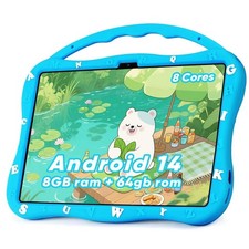 Kids Tablet 10.1 inch Android 14 4 GB 5G WiFi Blue 3-10 MengDash Educational