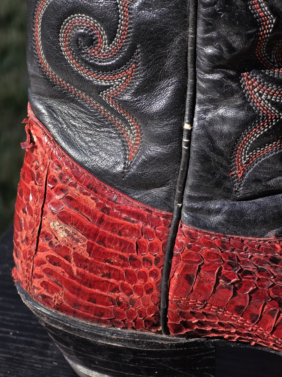 Tony Lama Vintage Ruby Red Natural Python Western… - image 7